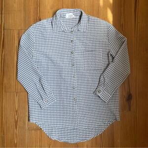 P. Cill purple white‎ check puckered button up SIZE S